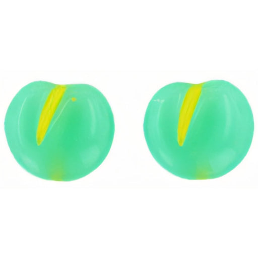 Czech Fruit Beads - Flat: Milky Green / Yellow (25pcs)