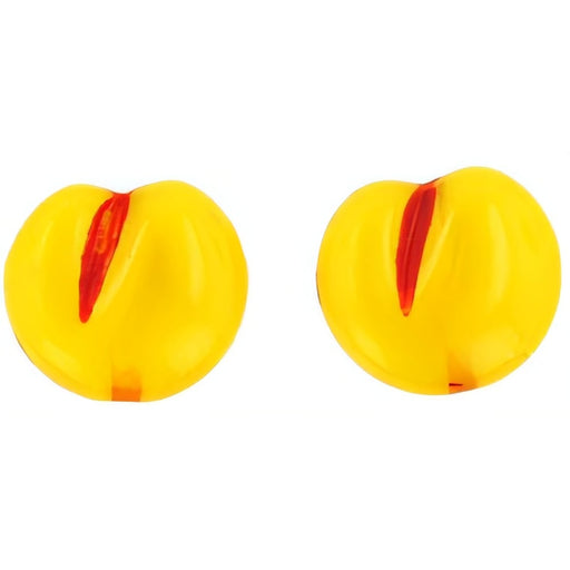 Czech Fruit Beads - Flat: Milky Yellow / Red Apple (25pcs)