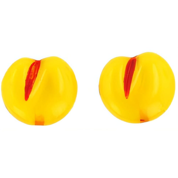 Czech Fruit Beads - Flat: Milky Yellow / Red Apple (25pcs)