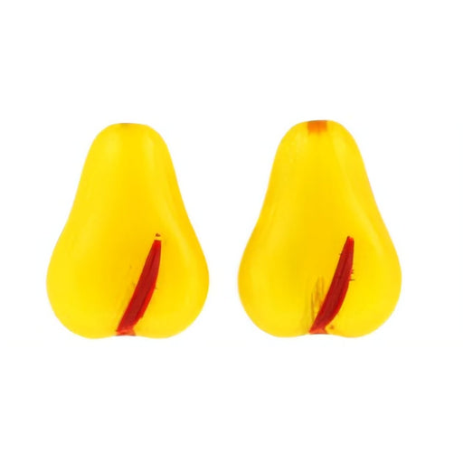 Czech Fruit Beads - Flat: Milky Yellow / Red Pear (25pcs)