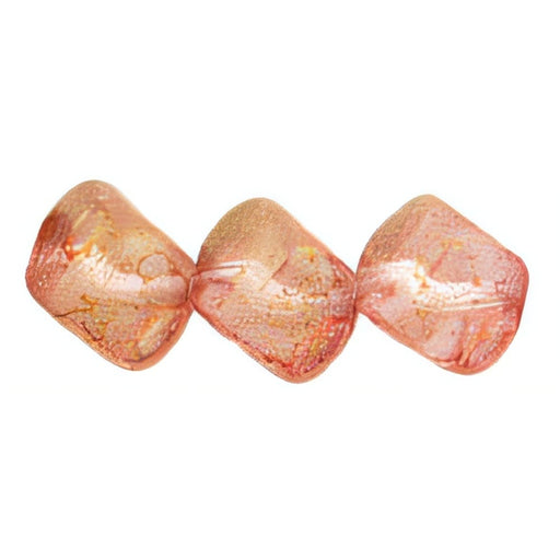 Czech Diagonal Cubes 8mm Luster - Transparent Topaz/Pink (25pcs)