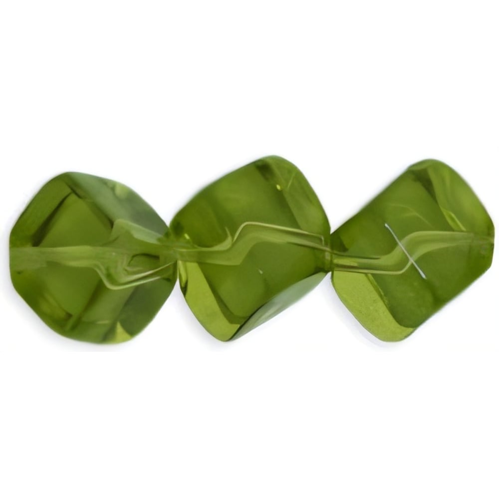 Czech Diagonal Cubes 8mm Olivine (25pcs)