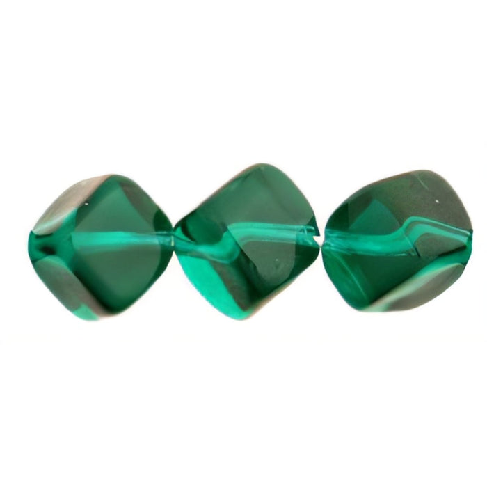 Czech Diagonal Cubes 8mm Emerald (25pcs)