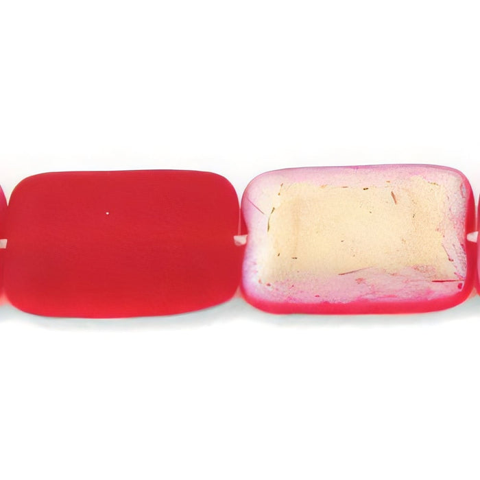 Czech Flat Rectangles 12 x 8mm Matte - Lt Siam Ruby AB (25pcs)