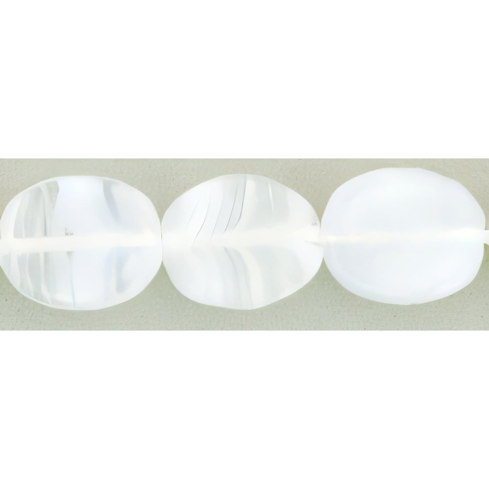 Czech Twisted Flat Ovals 12 x 9mm Milky White (25pcs)