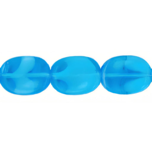 Czech Twisted Flat Ovals 12 x 9mm Capri Blue/White (25pcs)