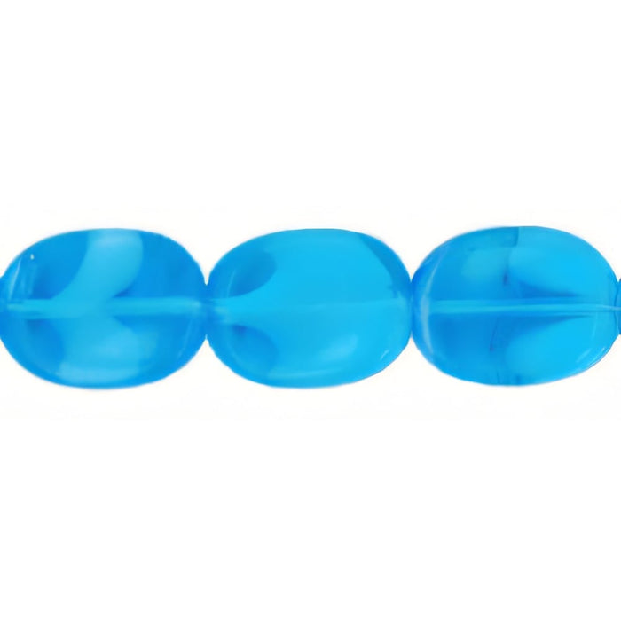 Czech Twisted Flat Ovals 12 x 9mm Capri Blue/White (25pcs)