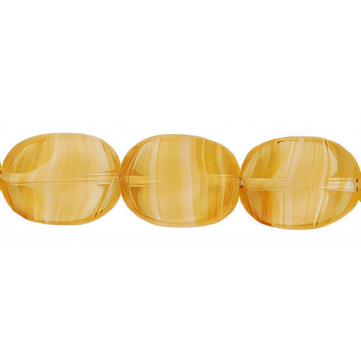 Czech Twisted Flat Ovals 12 x 9mm Crystal/White/Topaz (25pcs)