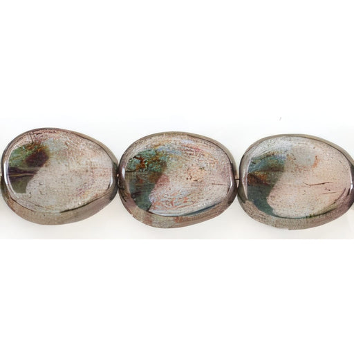 Czech Twisted Flat Ovals 12 x 9mm Luster - Transparent Green (25pcs)