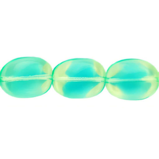 Czech Twisted Flat Ovals 12 x 9mm Green/Blue (25pcs)
