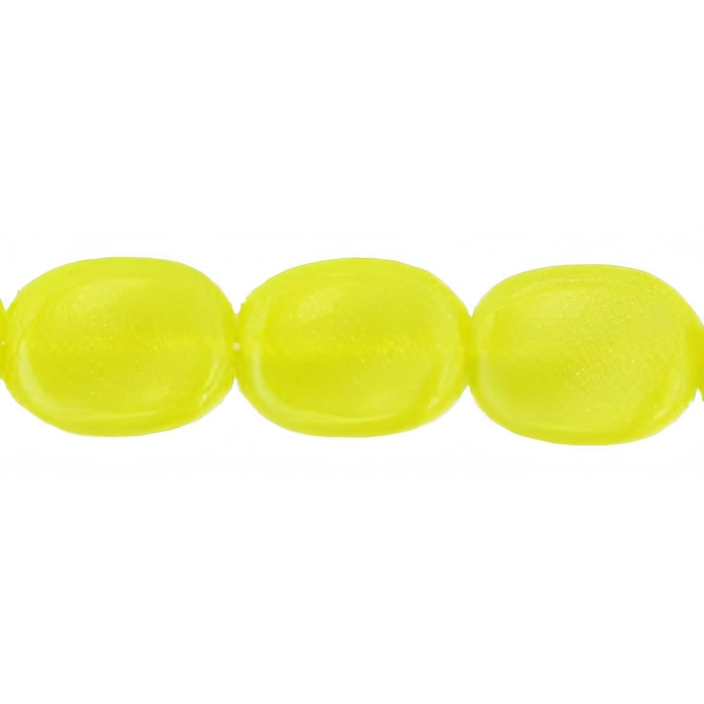 Czech Twisted Flat Ovals 12 x 9mm Chartreuse (25pcs)