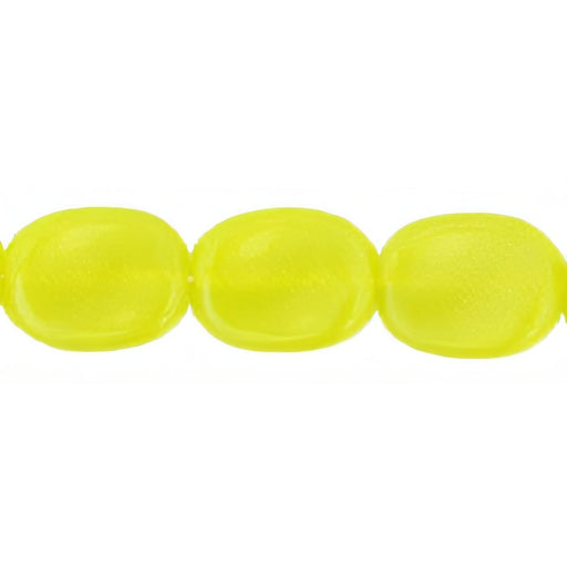 Czech Twisted Flat Ovals 12 x 9mm Chartreuse (25pcs)