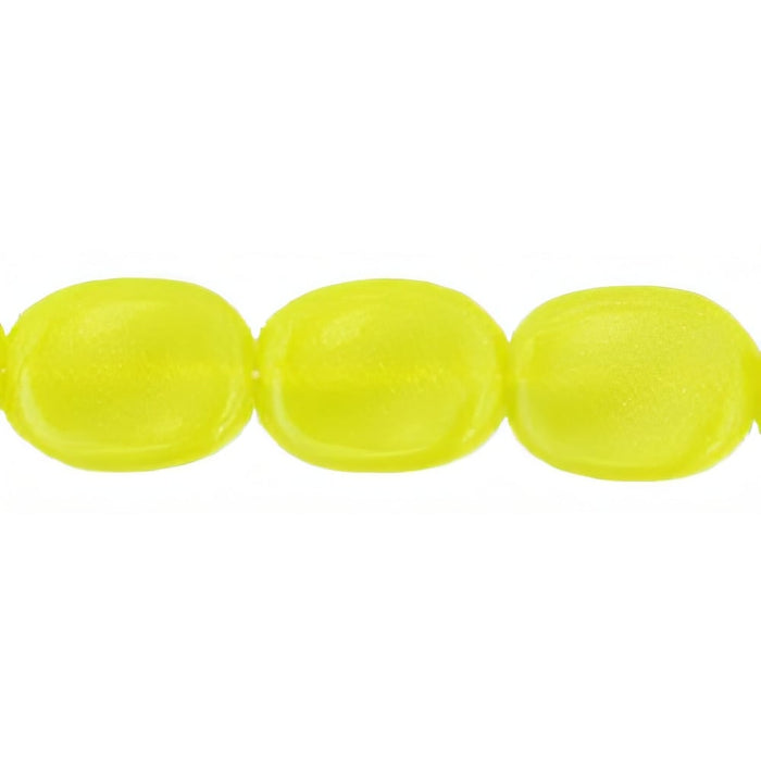 Czech Twisted Flat Ovals 12 x 9mm Chartreuse (25pcs)