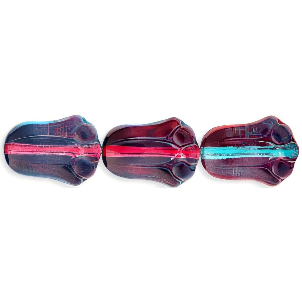 Czech Tulips 12 x 8mm Dual Coated - Pink/Blue (25pcs)