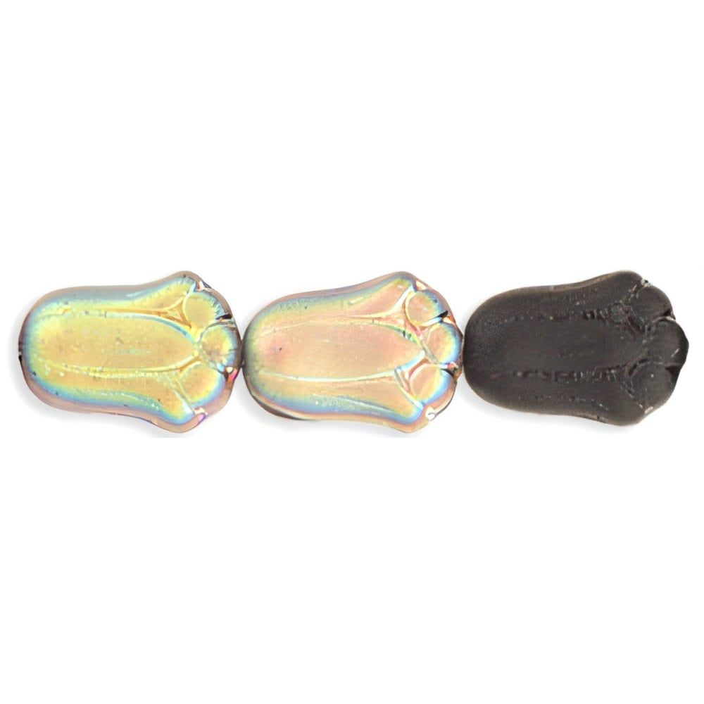 Czech Tulips 12 x 8mm Matte - Jet - Vitral (25pcs)