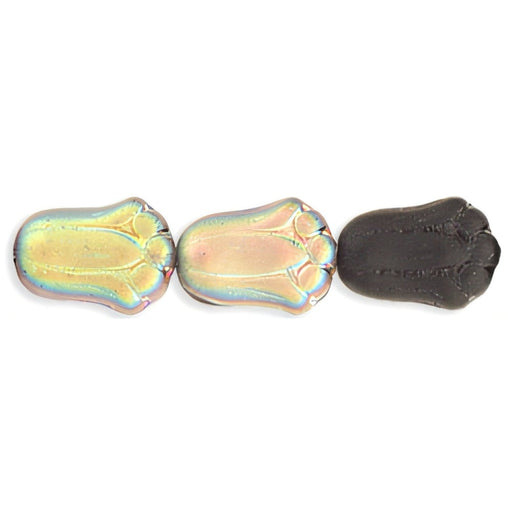 Czech Tulips 12 x 8mm Matte - Jet - Vitral (25pcs)