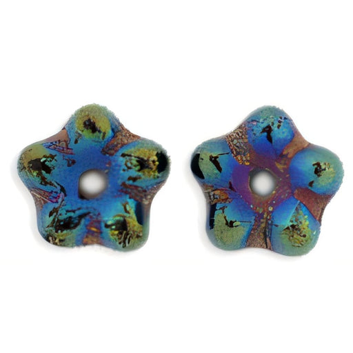 Czech Large Flower Spacer 7mm Iris - Blue (50pcs)