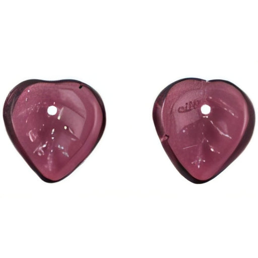 Czech Heart Leaves 10 x 10mm Amethyst (50pcs)