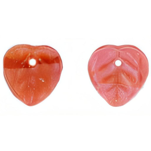 Czech Heart Leaves 10 x 10mm Coral Pink/Brown (50pcs)