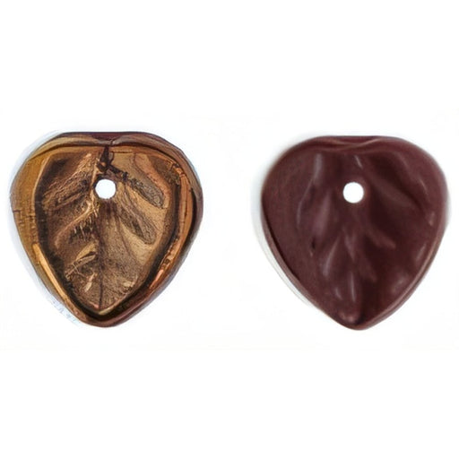 Czech Heart Leaves 10 x 10mm Luster - Opaque Cocoa Brown - Bronze 1/2 (50pcs)