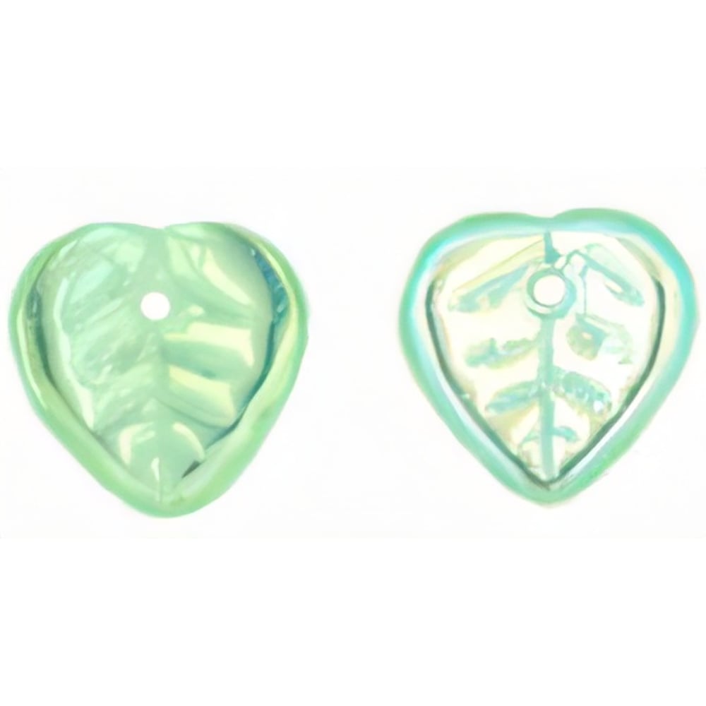 Czech Heart Leaves 10 x 10mm Peridot AB (50pcs)