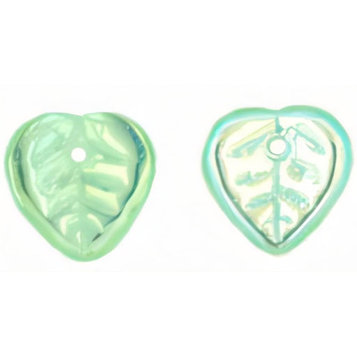Czech Heart Leaves 10 x 10mm Peridot AB (50pcs)