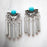 19x24mm Fan Earring Post Pair with Faux Turquoise Embellishment from the Global Collection - Silver Plated (1 Pair)