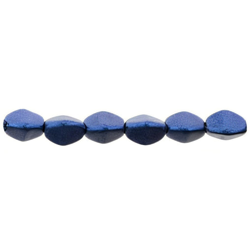 Czech Pinch Beads 5 x 3mm Metallic Suede - Blue (50pcs)