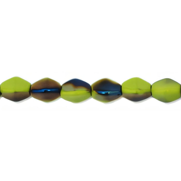 Czech Pinch Beads 5 x 3mm Blue Iris - Opaque Olivine (50pcs)
