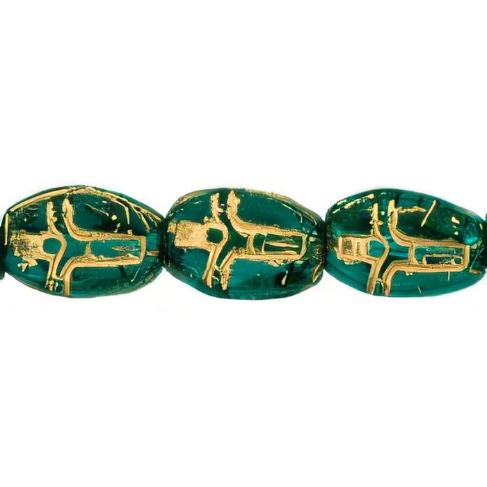 Czech Cross Beads 8 x 6mm Emerald (25pcs)