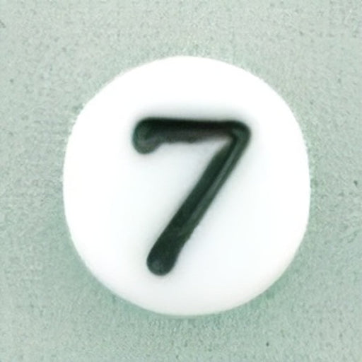 Czech Letter Beads (White) 7mm: Number 7 (50pcs)
