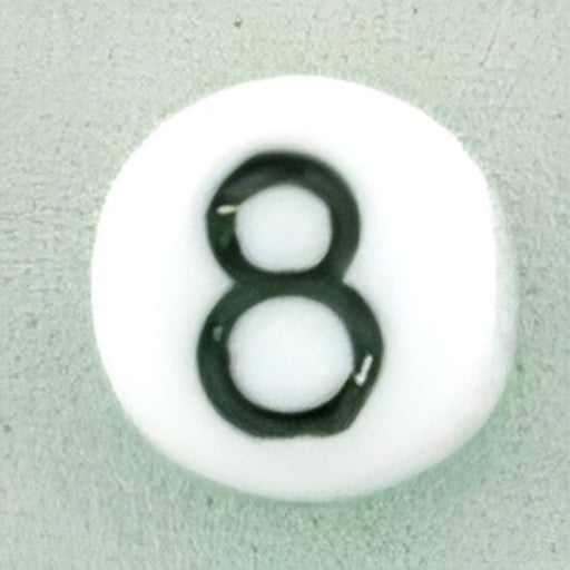 Czech Letter Beads (White) 7mm: Number 8 (50pcs)