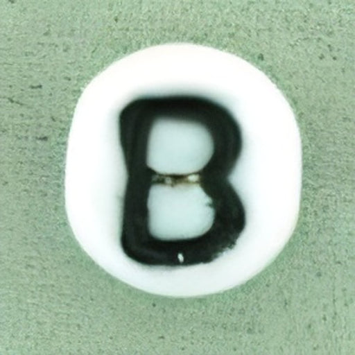 Czech Letter Beads (White) 7mm: Letter B (50pcs)