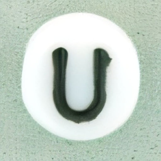 Czech Letter Beads (White) 7mm: Letter U (50pcs)