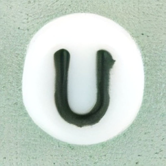Czech Letter Beads (White) 7mm: Letter U (50pcs)