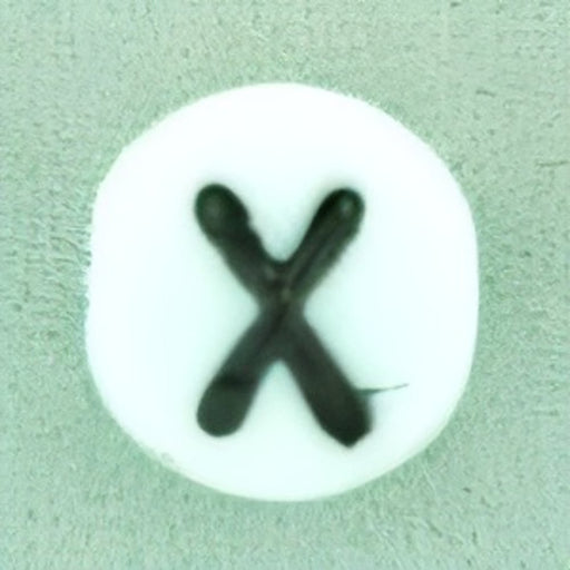 Czech Letter Beads (White) 7mm: Letter X (50pcs)