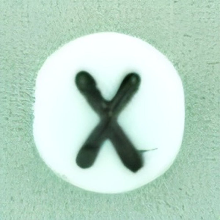 Czech Letter Beads (White) 7mm: Letter X (50pcs)
