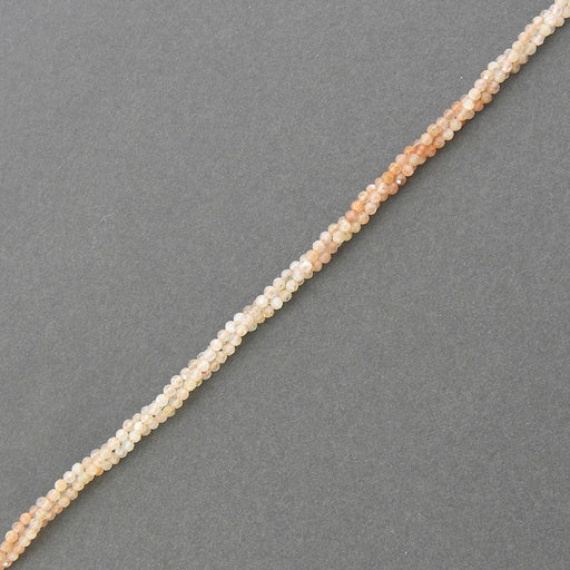 Gemstone Beads, Sunstone, 3mm Diamond Cut Round, 1 Strand