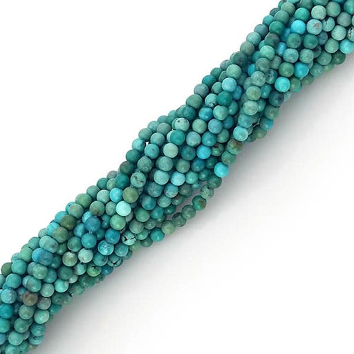 Gemstone Beads, Chinese Turquoise, 3mm Round, 1 Strand