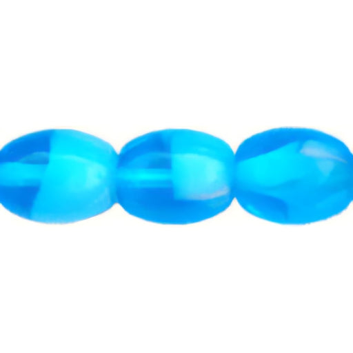 Czech Rice Beads 11 x 9mm Capri Blue/White (25pcs)