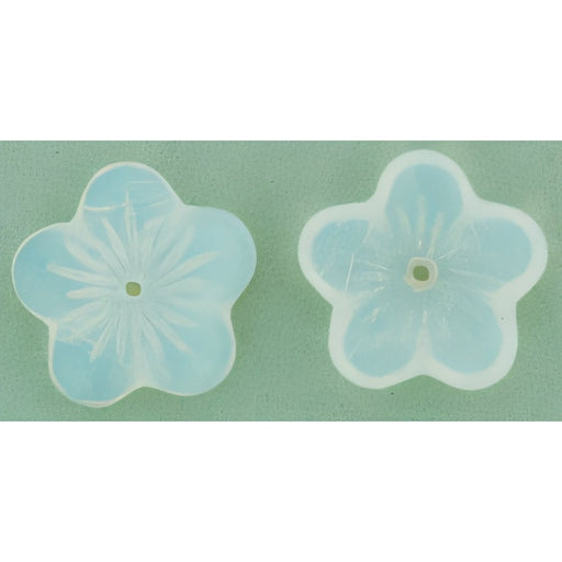 Czech Large Flat Flowers 16 x 4mm Milky White (25pcs)