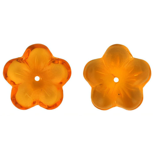 Czech Large Flat Flowers 16 x 4mm Med Topaz (25pcs)