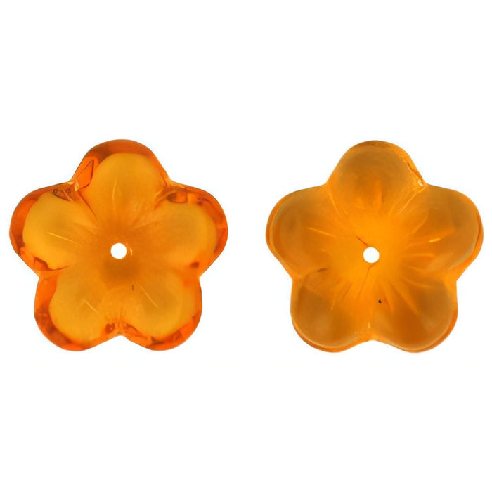 Czech Large Flat Flowers 16 x 4mm Med Topaz (25pcs)