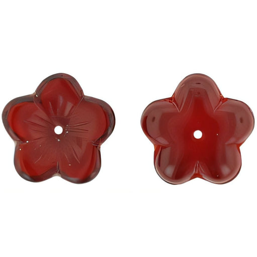 Czech Large Flat Flowers 16 x 4mm Siam Ruby (25pcs)