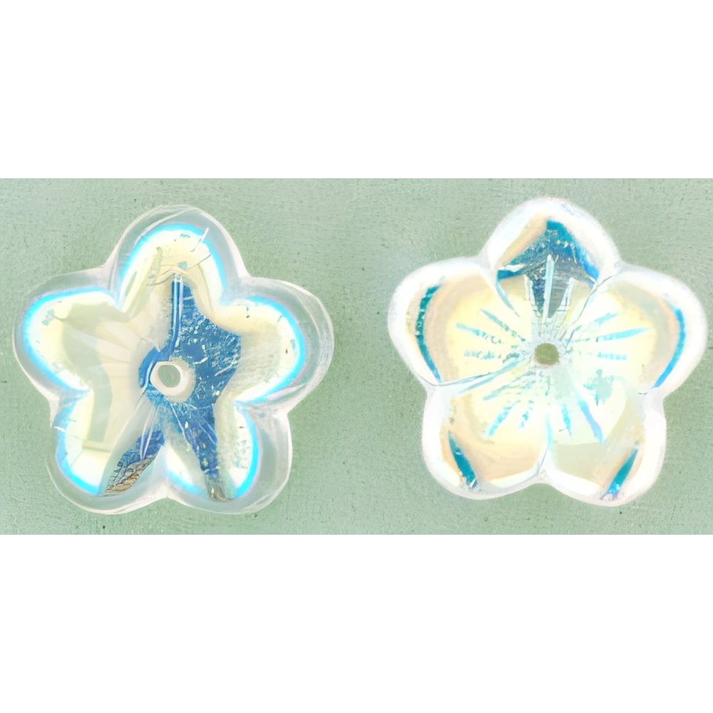 Czech Large Flat Flowers 16 x 4mm Crystal AB (25pcs)
