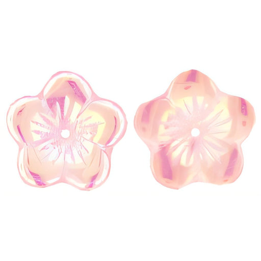 Czech Large Flat Flowers 16 x 4mm Rosaline AB (25pcs)