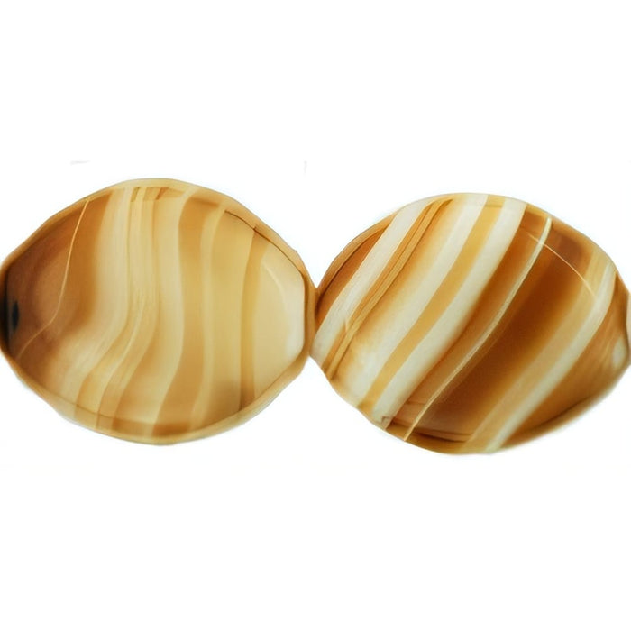 Czech Flattened Ovals 12 x 10mm Brown/White (25pcs)