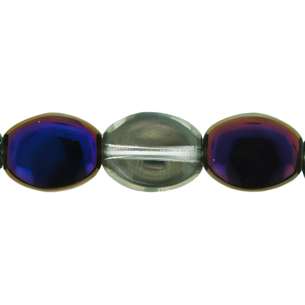 Czech Flattened Ovals Crystal/Iris - Purple (25pcs)