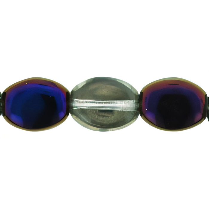 Czech Flattened Ovals Crystal/Iris - Purple (25pcs)