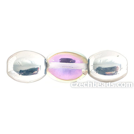 Czech Flattened Ovals Silver/Pink/Crystal (25pcs)